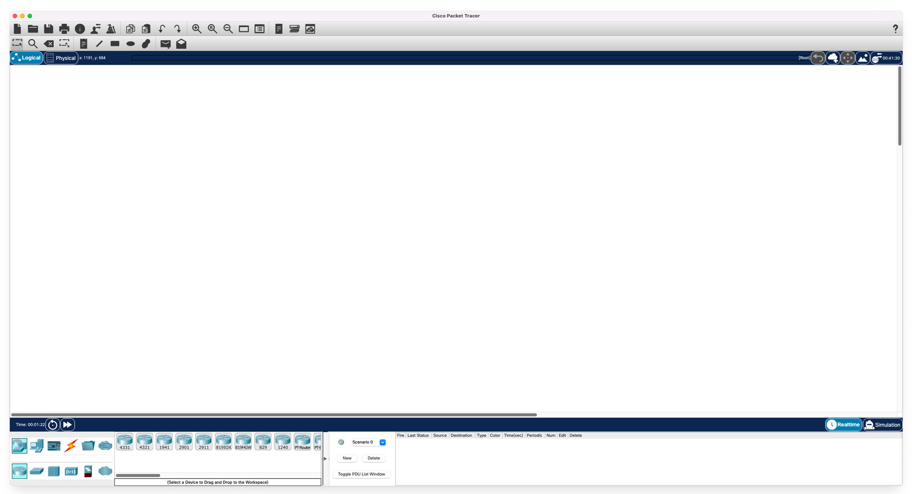 screen shot of packet tracer on mac